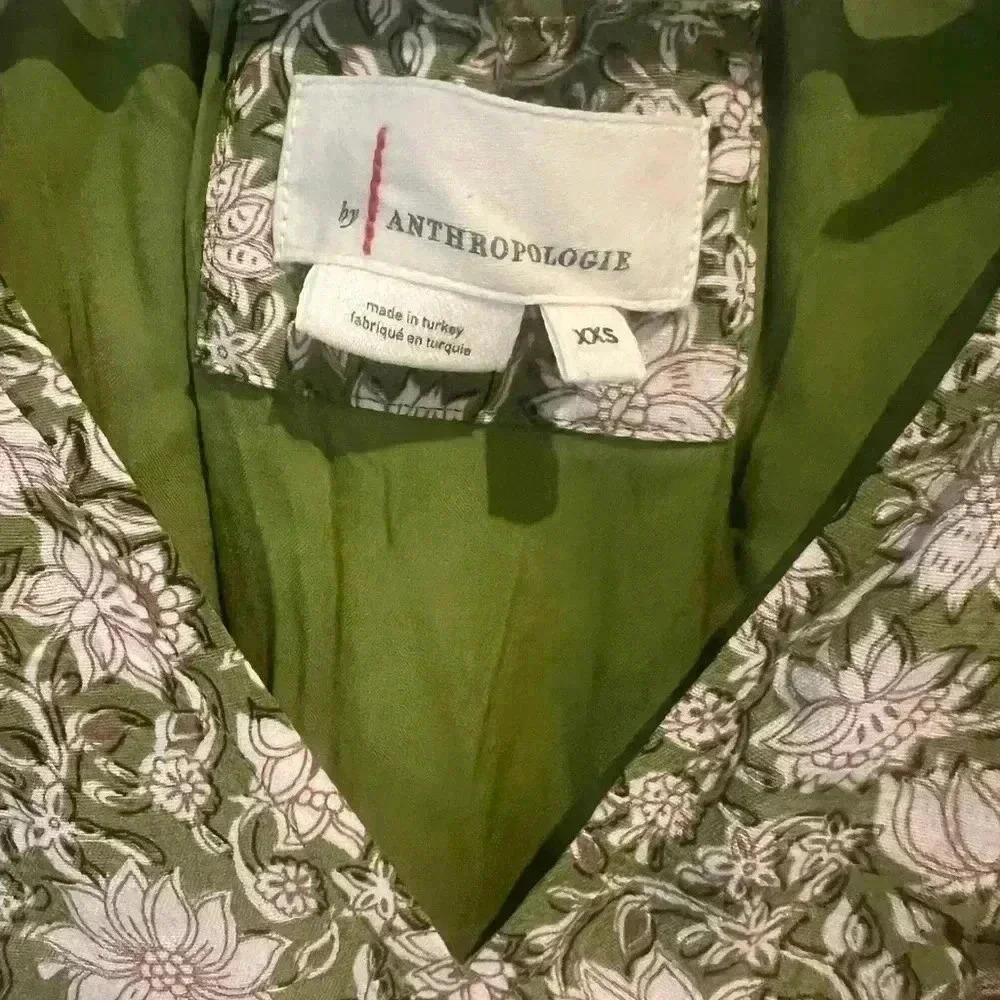 Anthropologie Liberty Floral Ruffles Mini Tiered Dress- Moss SIZE XXS - Picture 4 of 6